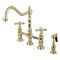 Kingston Brass KS1272AXBS Heritage Bridge Kitchen Faucet W/Brass Sprayer, Brass KS1272AXBS - alternate 1